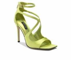 Cheapest 🛒 Women's Nine West Tulah Stiletto 👗 Dress 🩴 Sandals Lime Satin ❤️ -London Rag Sales Store 2 1164