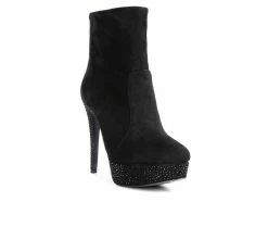 Cheapest ⭐ Women's London Rag Espiree Platform Stiletto Booties Black 🎉 -London Rag Sales Store 2 1253