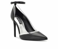 Best deal 👍 Women's Nine West Freze Pumps Black/Clear 🔔 -London Rag Sales Store 2 1260