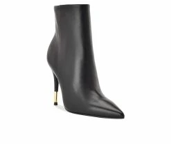 Brand new 🛒 Women's Nine West Bolana Heeled Booties Black Leather 🎁 -London Rag Sales Store 2 1265