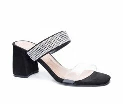 Outlet 👏 Women's Chinese Laundry Yas Mule 👠 Heels Vinyl/Black 💯 -London Rag Sales Store 2 187