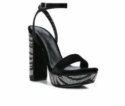 Outlet 🤩 Women's Rag & Co Zircon Platform 👗 Dress 🩴 Sandals Black 🌟 -London Rag Sales Store 2 285
