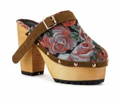 Promo 🧨 Women's Rag & Co Mural Block Heel Platform Clogs Floral ❤️ -London Rag Sales Store 2 319