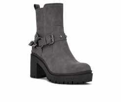 Discount 🎁 Women's Nine West Quinda Heeled Booties Grey ❤️ -London Rag Sales Store 2 326