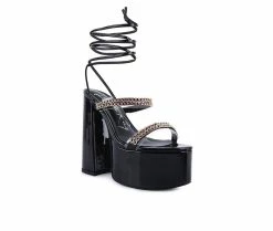 Best deal ⭐ Women's London Rag Indulgence Platform 👗 Dress 🩴 Sandals Black ✨ -London Rag Sales Store 2 402