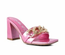 Hot Sale 🤩 Women's London Rag Playdoll Block Heel 👗 Dress 🩴 Sandals Pink 👏 -London Rag Sales Store 2 408