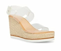 Best Sale 😀 Women's Madden Girl Allin Platform Wedge 🩴 Sandals Clear 🎉 -London Rag Sales Store 2 552
