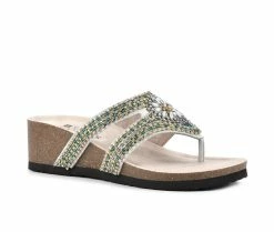 Hot Sale 🎁 Women's White Mountain Busy Wedge Footbed 🩴 Sandals White 🛒 -London Rag Sales Store 2 556