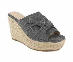 Hot Sale 🔥 Women's Sugar Harlem Espadrille Wedge 🩴 Sandals Black Linen 🌟 -London Rag Sales Store 2 559