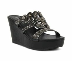 Best deal 👏 Women's Patrizia Randili Wedge 🩴 Sandals Black 😉 -London Rag Sales Store 2 562