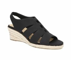 Hot Sale 🤩 Women's Easy Street Aziza Espadrille Wedge 🩴 Sandals Black Linen Prt ⭐ -London Rag Sales Store 2 564