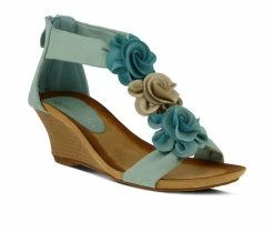 Best Sale 😀 Women's Patrizia Harlequin Multi Wedge 🩴 Sandals Aqua 🧨 -London Rag Sales Store 2 572