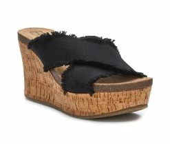 Best deal ⭐ Women's Beach By Matisse Sea Salt Wedge 🩴 Sandals Black 😍 -London Rag Sales Store 2 600