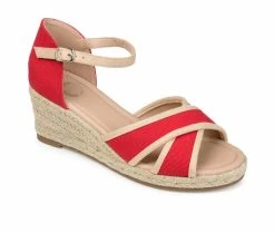 Best Sale 🎁 Women's Journee Collection Brene Espadrille Wedges Red 😉 -London Rag Sales Store 2 603