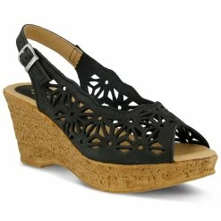 Best Pirce ✨ Women's SPRING STEP Abigail Wedge 🩴 Sandals Black 🧨 -London Rag Sales Store 2 627