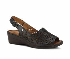 Discount 💯 Women's SPRING STEP Belizana Wedge 🩴 Sandals Black 🛒 -London Rag Sales Store 2 630