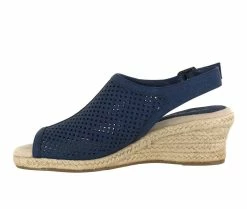 Best deal 💯 Women's Easy Street Stacy Wedge 🩴 Sandals Denim Linen Pt 💯 -London Rag Sales Store 2 668