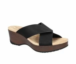 Coupon 🧨 Women's Easy Works By Easy Street Ragan Slip Resistant Wedge 🩴 Sandals Black ⭐ -London Rag Sales Store 2 671
