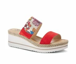 New 🤩 Women's SPRING STEP Laveta Wedge 🩴 Sandals Red Multi 😀 -London Rag Sales Store 2 697