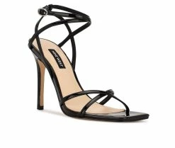 Best Sale 🛒 Women's Nine West Tidle Stiletto 🩴 Sandals Black Patent 🔥 -London Rag Sales Store 2 760