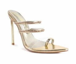 Coupon ⌛ Women's London Rag Tickle Stiletto 👗 Dress 🩴 Sandals Gold 🎉 -London Rag Sales Store 2 896
