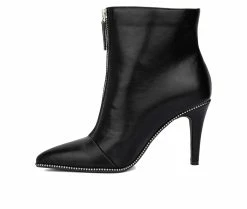 Outlet 🎉 Women's Fashion To Figure Rider Heeled Booties Black Wide 🎁 -London Rag Sales Store 3 1069