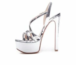 Promo 😍 Women's Chinese Laundry Teaser 2 Platform 👗 Dress 🩴 Sandals Silver 👍 -London Rag Sales Store 3 1078