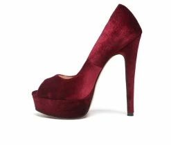 New 😉 Women's Rag & Co Brielle Pumps Burgundy 🌟 -London Rag Sales Store 3 1126
