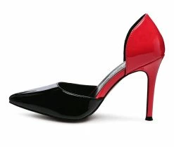 Promo 🌟 Women's London Rag 🍬 Candy Cane Stiletto Pumps Black/Fuchsia 👏 -London Rag Sales Store 3 1179