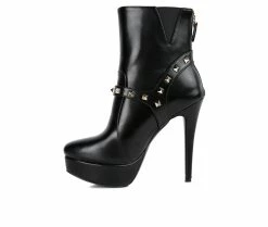 Budget ⭐ Women's London Rag Dejang Platform Stiletto Booties Black ⌛ -London Rag Sales Store 3 1251