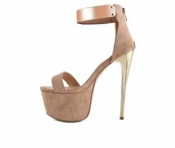 Best deal 😍 Women's London Rag Cosmo Girl Platform Stilettos Latte 🤩 -London Rag Sales Store 3 1276