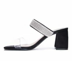 Outlet 👏 Women's Chinese Laundry Yas Mule 👠 Heels Vinyl/Black 💯 -London Rag Sales Store 3 187