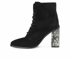 Wholesale 🧨 Women's Journee Signature Edda Heeled Lace Up Booties Black 👏 -London Rag Sales Store 3 359