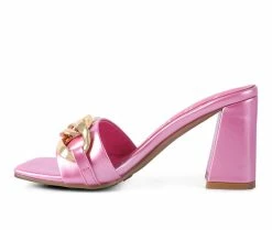 Hot Sale 🤩 Women's London Rag Playdoll Block Heel 👗 Dress 🩴 Sandals Pink 👏 -London Rag Sales Store 3 408