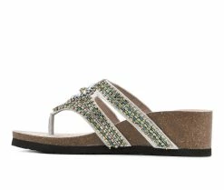 Hot Sale 🎁 Women's White Mountain Busy Wedge Footbed 🩴 Sandals White 🛒 -London Rag Sales Store 3 555