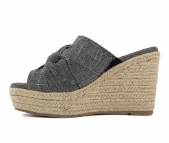 Hot Sale 🔥 Women's Sugar Harlem Espadrille Wedge 🩴 Sandals Black Linen 🌟 -London Rag Sales Store 3 558
