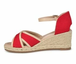Best Sale 🎁 Women's Journee Collection Brene Espadrille Wedges Red 😉 -London Rag Sales Store 3 602