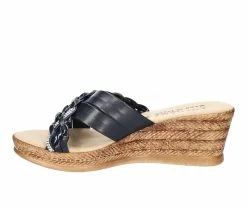 Outlet 😀 Women's TUSCANY BY EASY STREET Gessica Wedge 🩴 Sandals Navy 🔔 -London Rag Sales Store 3 672