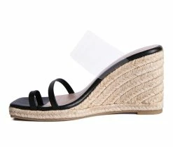Promo 🎉 Women's London Rag Clear Path Espadrille Wedge 🩴 Sandals Black 🎁 -London Rag Sales Store 3 677