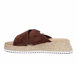 Outlet 🤩 Women's Olivia Miller Breeze Espadrille Platform Wedges Chocolate 👏 -London Rag Sales Store 3 689