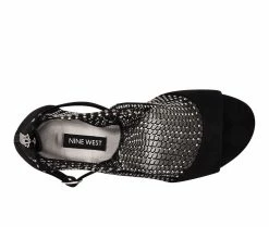 Best deal 👍 Women's Nine West Imery Peep Toe Booties Silver/Black 🌟 -London Rag Sales Store 4 1085