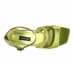 Cheapest 🛒 Women's Nine West Tulah Stiletto 👗 Dress 🩴 Sandals Lime Satin ❤️ -London Rag Sales Store 4 1129