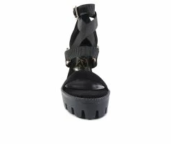 Discount 🧨 Women's London Rag Fresh Daisy 👗 Dress 🩴 Sandals Black 🤩 -London Rag Sales Store 4 309