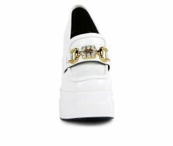 Cheapest 🎉 Women's London Rag Bratz Block Heel Platform Loafers White 🔥 -London Rag Sales Store 4 314