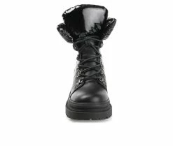 Promo 🥰 Women's Journee Collection Irrah Heeled Combat Booties Black 🛒 -London Rag Sales Store 4 349