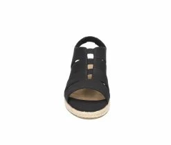 Hot Sale 🤩 Women's Easy Street Aziza Espadrille Wedge 🩴 Sandals Black Linen Prt ⭐ -London Rag Sales Store 4 537