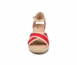 Best Sale 🎁 Women's Journee Collection Brene Espadrille Wedges Red 😉 -London Rag Sales Store 4 576