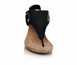 Promo ✔️ Women's White Mountain Aida Wedge 🩴 Sandals Black ✔️ -London Rag Sales Store 4 633