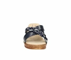 Outlet 😀 Women's TUSCANY BY EASY STREET Gessica Wedge 🩴 Sandals Navy 🔔 -London Rag Sales Store 4 646