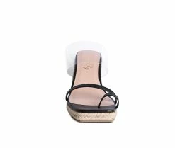 Promo 🎉 Women's London Rag Clear Path Espadrille Wedge 🩴 Sandals Black 🎁 -London Rag Sales Store 4 651